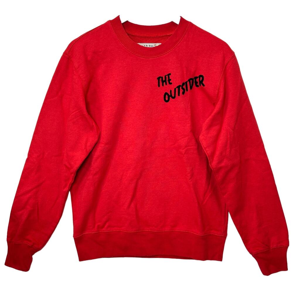 Sandrine Rose Embroidered The Outsider Pullover Sweatshirt Red Women XS NWT